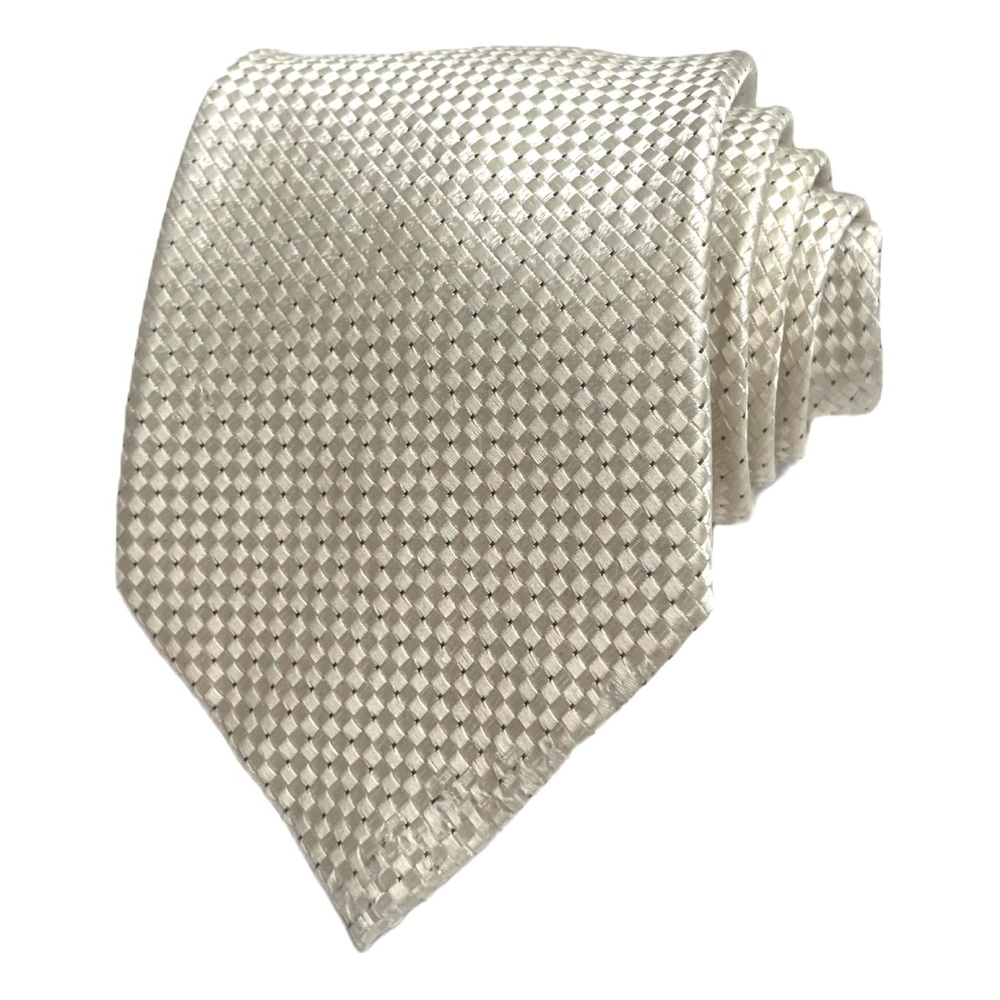 Donald J TRUMP Signature Collection Handmade 100% Silk Designer Tie Ivory Woven‎